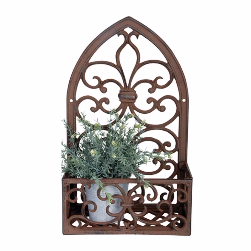 Kwietnik ścienny Esschert Design brązowy żeliwny wzór 3 44,4×27,9×14,2 cm 1 szt.