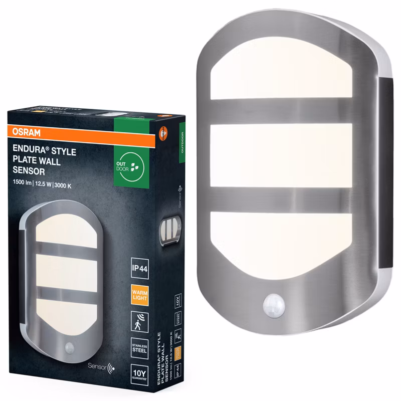 Kinkiet Ogrodowy Endura Osram Lampa Elewacyjna LED z Czujnikiem Ruchu i Zmierzchu 12.5W 650lm 3000K Aluminium IP44 1 szt.
