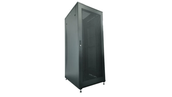 Szafa serwerowa rack 19 cali 42U 600×1000, drzwi szklane, kolor czarny FLAT PACK