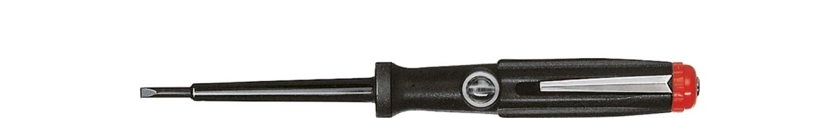 Próbnik napięcia 150‑250 V płaski czarny, z klipsem do przypinania w blistrze 3,0 mm x 60 mm SB2557 31771