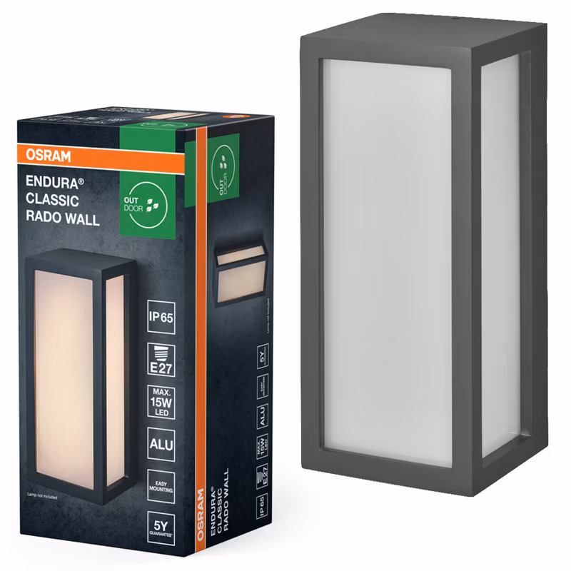 Kinkiet Ogrodowy Endura Osram Lampa LED Elewacyjna Zewnętrzna E27 Szary IP65 1 szt.