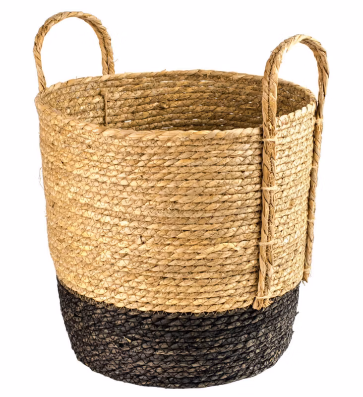 Kosz pleciony z uszami czarny L Direct Home and Garden 34×32 cm 1 szt