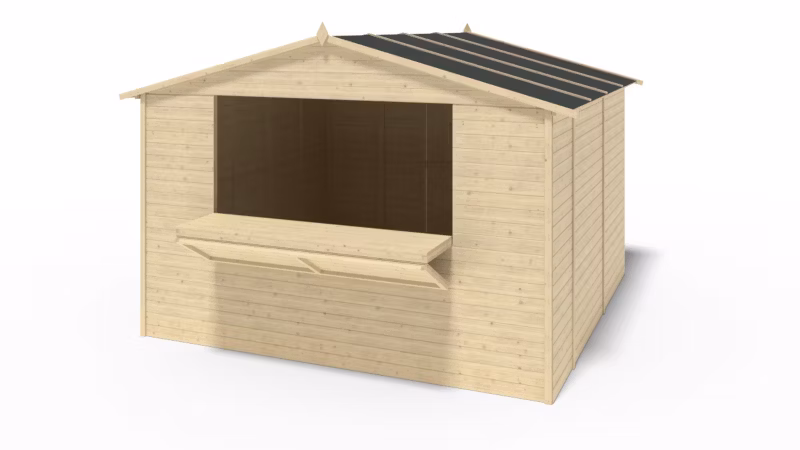 Kiosk domek handlowy ALTANKA 9,42 m2 – 3,11×3,03 m – 19 mm, drewniany, 1szt.