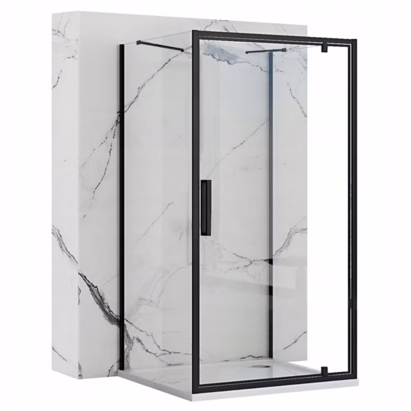 Kabina Prysznicowa Przyścienna Rea Rapid Swing Black 80X100X195Cm 1 Szt