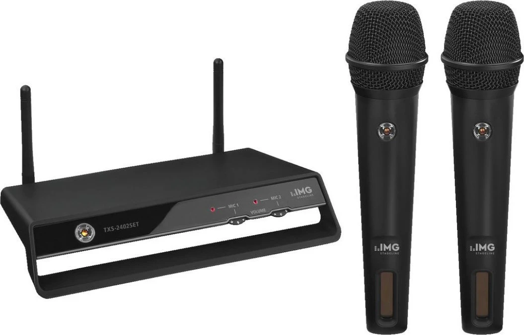 Podwójny, cyfrowy zestaw mikrofonu bezprzewodowego PLL 2.4GHz TXS‑2402SET