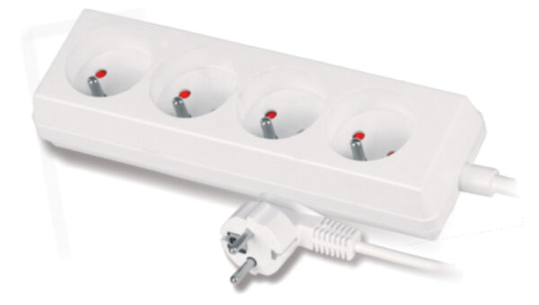 Przedłużacz 4-gniazda z/u 10A 5m /OMY 3×1/ biały PS-470