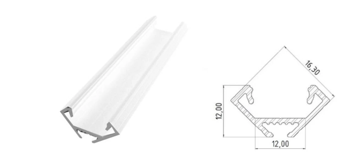 Narożny profil LED biały lakier 1000mm AL12‑GLC2‑LW‑1000 GLALU