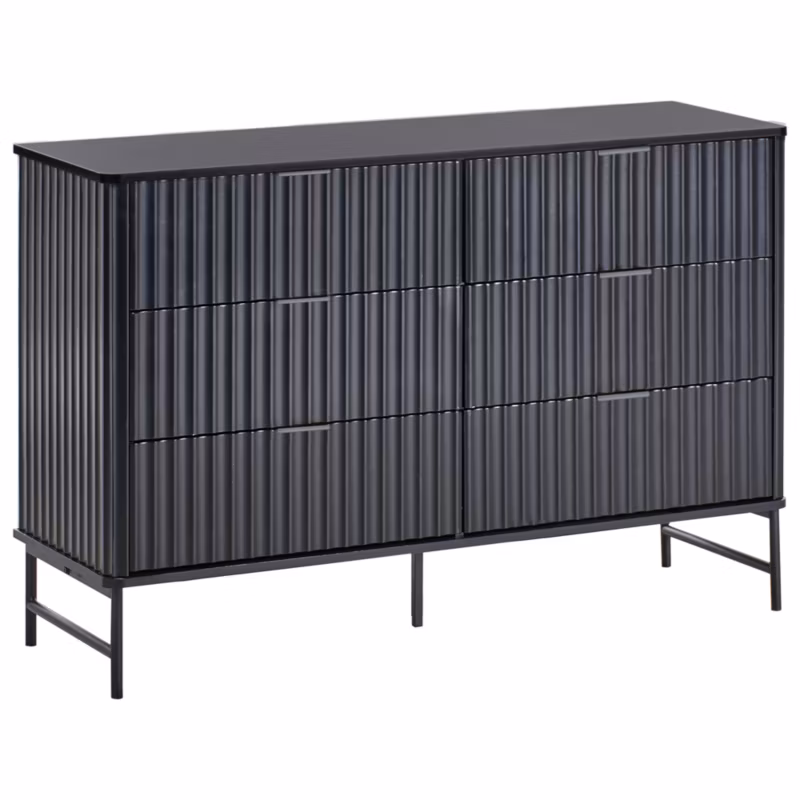 Komoda 6 szuflad Glastonbury Czarny 1 szt.