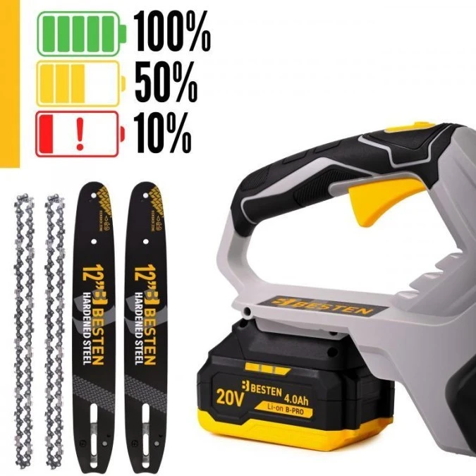 Piła łańcuchowa akumulatorowa 12 cali 20V 2x 4Ah (zestaw XXL )