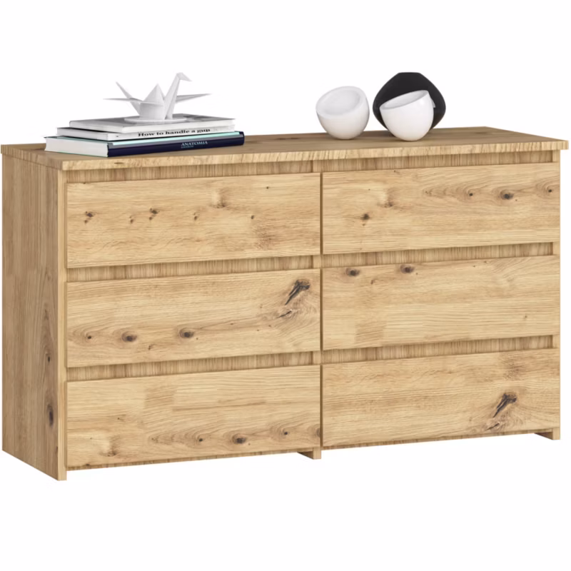 Komoda Akord CL100 Dąb Artisan 100 cm 6 szuflad kolor Dąb Artisan mat 100x35x57 cm 1 szt.