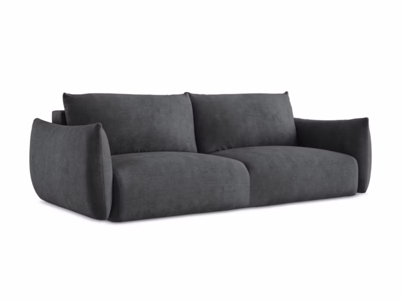 Kanapa 3-osobowa z funkcją spania LaMiaSofa SAVONA z tkaniny szenilowej 230×105 cm ciemny szary 1 szt.