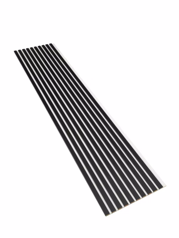Lamele na Białej Płycie Ścienne SunWood Panel Dekoracyjny Czarne 275x46cm 1 szt.
