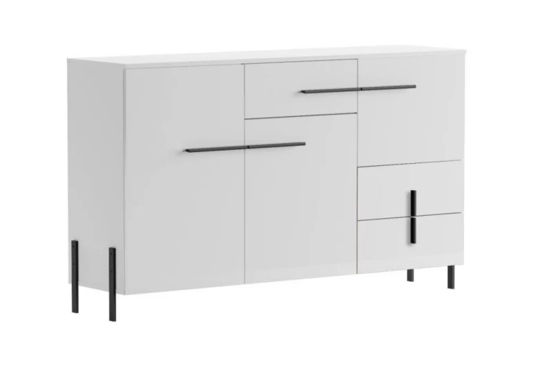 Komoda Furnival JUSTINE 150 3D3S biała/biały połysk 1 szt.