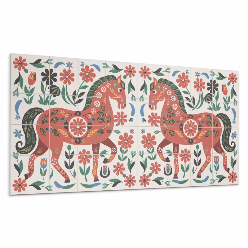 Kafelki samoprzylepne Wallfluent 40×20 cm Koń w otoczeniu kwiatów 10 szt.