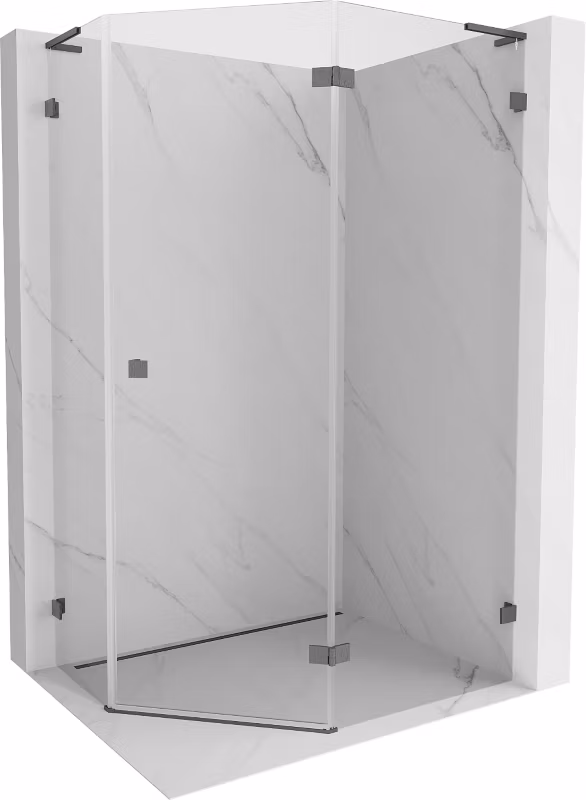 Kabina prysznicowa Mexen Lunar L pięciokątna uchylna prawa 90×80 cm transparent gun gray szczotkowany 1 szt.