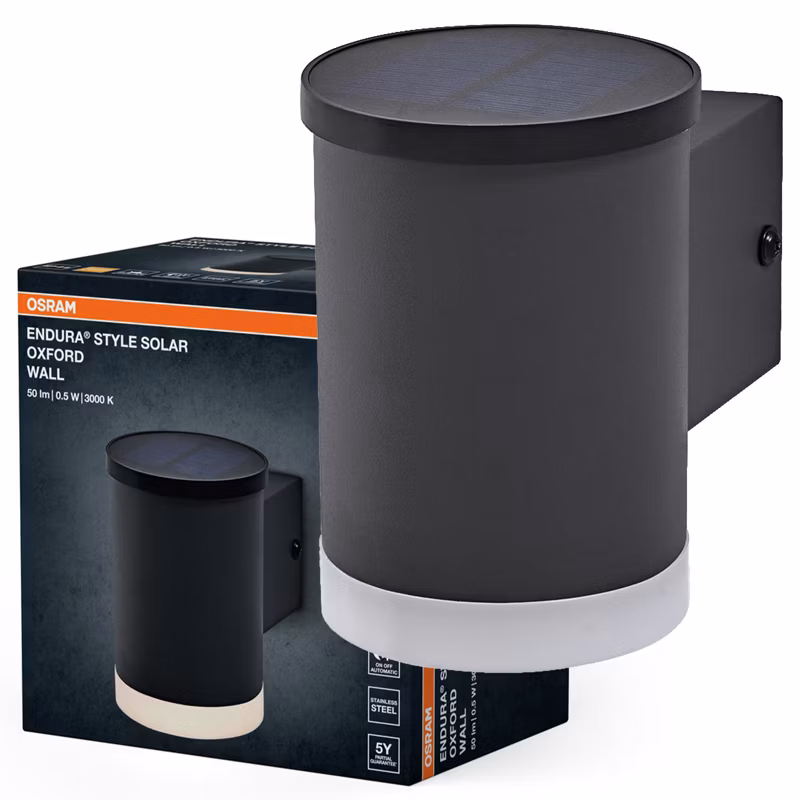 Kinkiet Solarny Endura Osram Lampa LED 0.5W 50lm 3000K Szara IP44 1 szt.