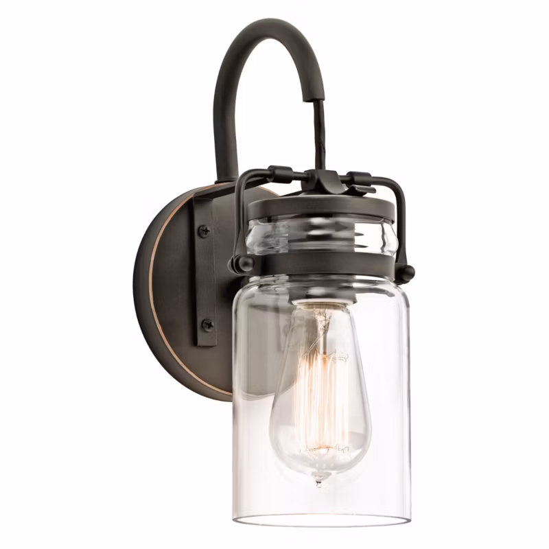 Kinkiet ścienny Kichler Brinley stary brąz styl retro 1 x E27 x 60W IP20 wym: 29,2 x 12,7 x 15,9 cm – 1 szt.