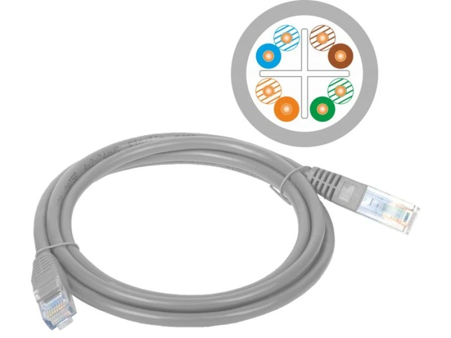 Patch‑cord U/UTP kat.6 PVC 1.0m szary KKU6SZA1