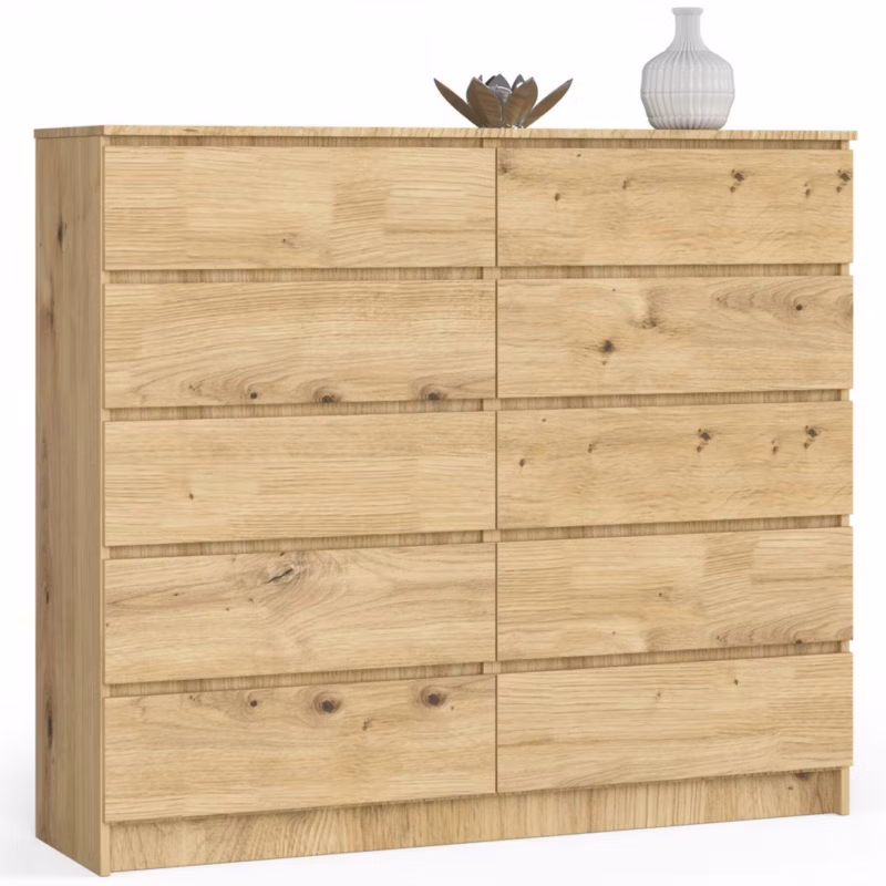 Komoda Akord K140 Dąb Artisan 138 cm 10 szuflad kolor Dąb Artisan mat 138x40x121 cm 1 szt.
