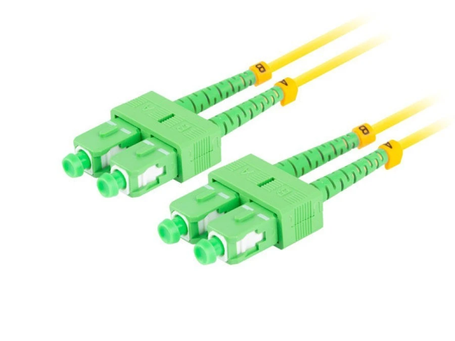 PATCHCORD ŚWIATŁOWODOWY SM SC/APC‑SC/APC DUPLEX 3.0MM LSZH G657A1 2M ŻÓŁTY LANBERG