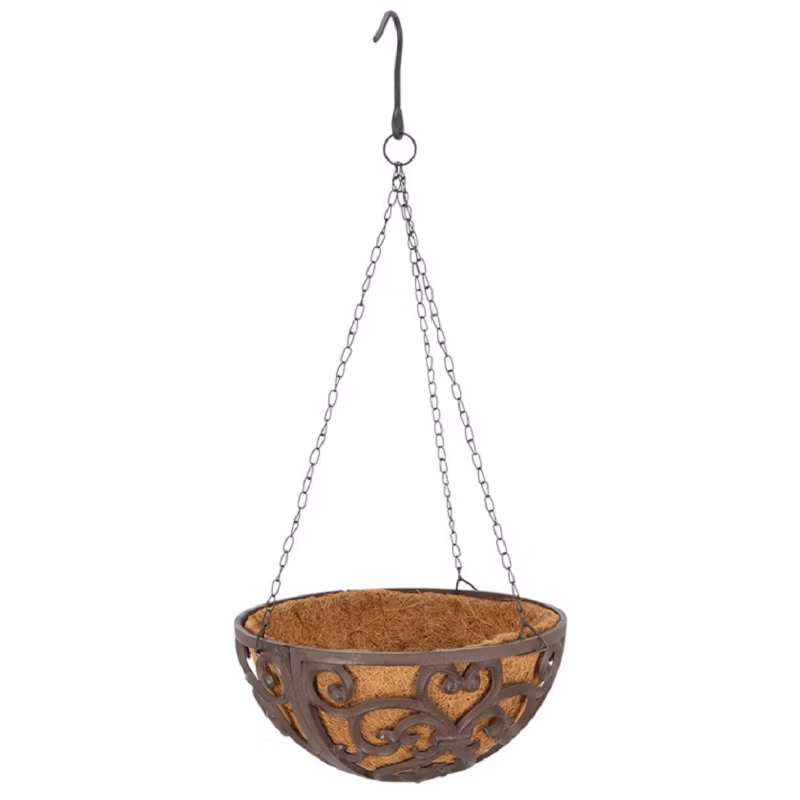 Kosz wiszący Esschert Design brązowy żeliwny z wkładem kokosowym 30 cm 1 szt.