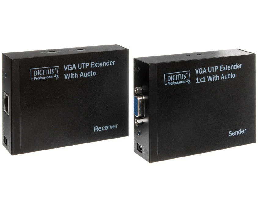 Przedłużacz/extender VGA 1920×1200 po skrętce kat.5e UTP, do 300m z audio /miniJack/ DS‑53400
