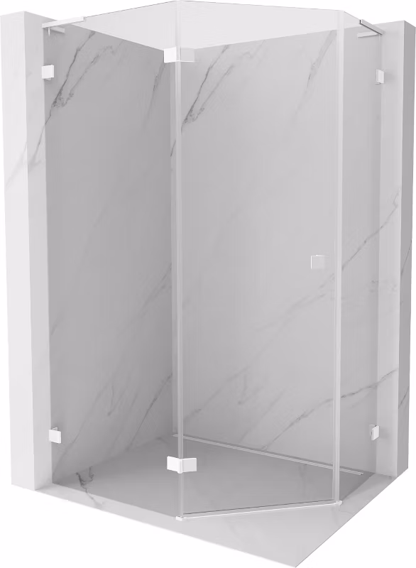 Kabina prysznicowa Mexen Lunar L pięciokątna uchylna lewa 90 x 80 cm transparent biała 1 szt.