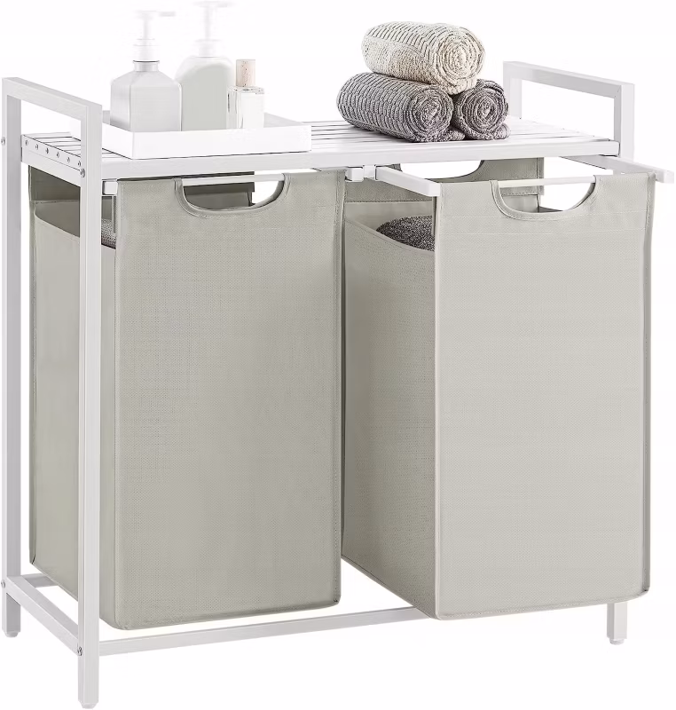 Kosz na pranie, Songmics, 2-komorowy, 2x46L, 1szt