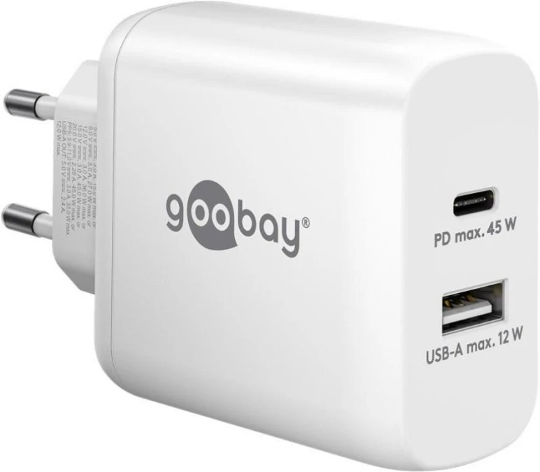 Podwójna szybka ładowarka USB‑C™ PD (45 W) biały, 65412