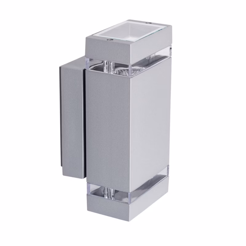 Kinkiet ścienny zewnętrzny Kanlux Zew szary prostokątny 2 x GU10 x 35W IP44 wym: 24 x 11 x 7 cm – 1 szt.