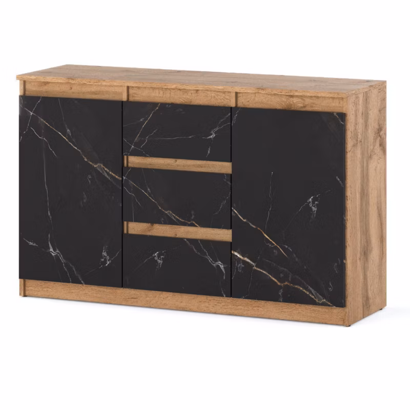 Komoda Hurtownia-Mebli Szuflady 3 Agnes 2D3SZ 120cm Dąb Wotan San Sebastian 120x35x75 cm 1szt.