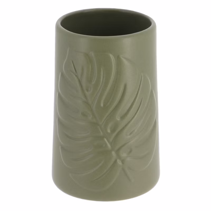 Kubek łazienkowy Rollan Leaf TENDANCE zielony kamionkowy z liściem 400 ml 1 szt.