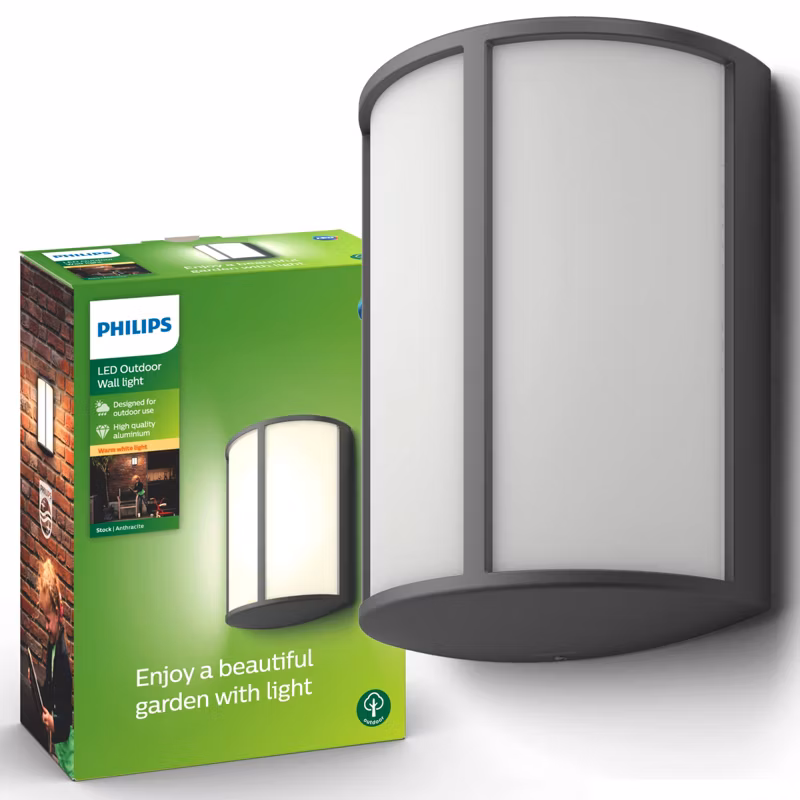 Kinkiet Ogrodowy Stock Philips Lampa Elewacyjna Zewnętrzna LED 6W 600lm 2700K IP44 Antracyt 1 szt.