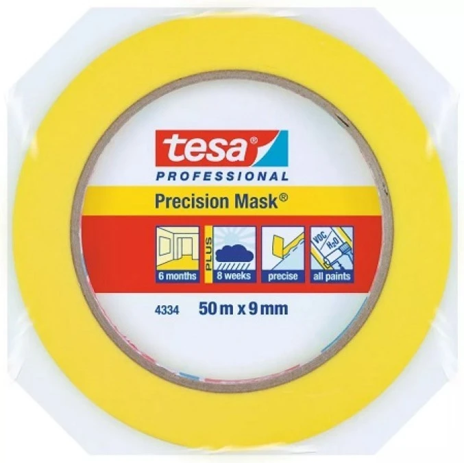 Profesjonalna taśma Precyzyjna Extra cienki papier 5msc (100ºC) 50m:9mm, żółta 04334‑00030‑01