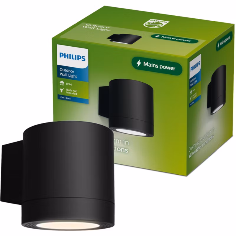 Kinkiet Ogrodowy Fylx Philips Lampa Zewnętrzna Elewacyjna LED GU10 IP44 Czarna 1 szt.