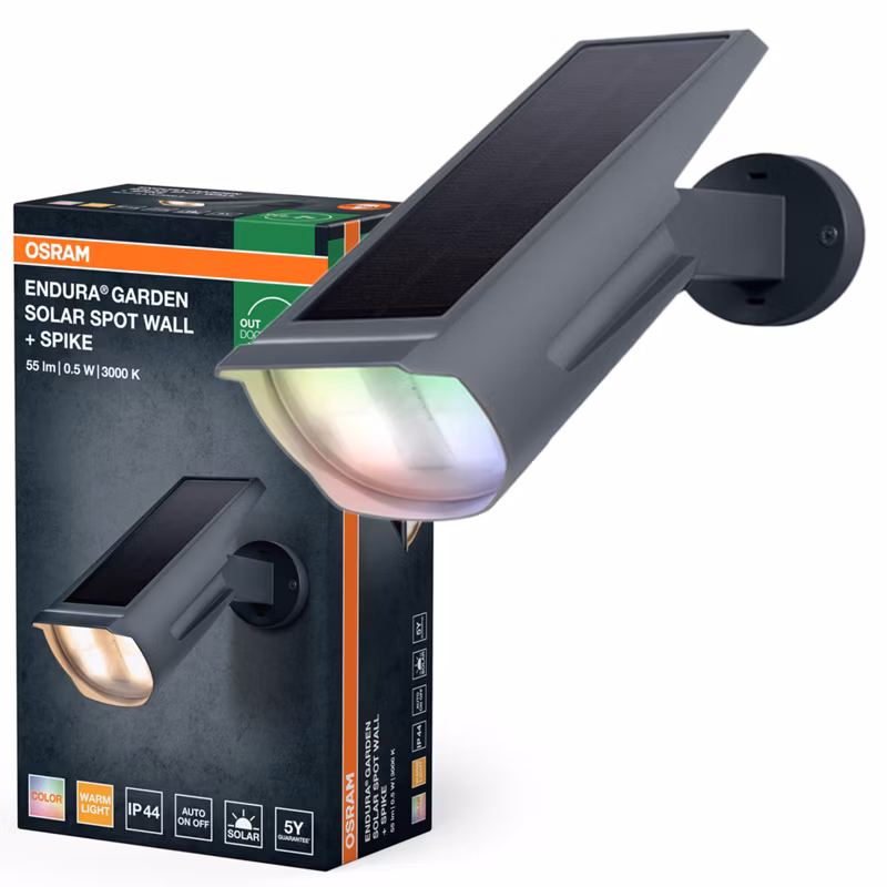Kinkiet Solarny Endura Osram Lampa LED z Czujnikiem Zmierzchu 0.5W 55lm 3000K IP44 1 szt.