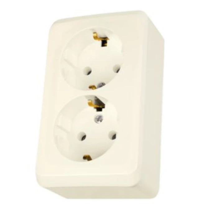 Prima Gniazdo podwójne z/u SCHUKO beżowe prima WDE001148