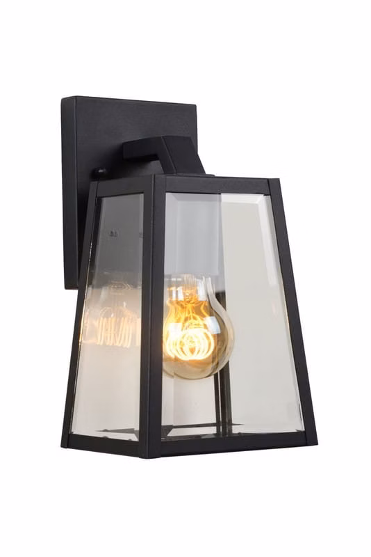 Kinkiet ścienny zewnętrzny Lucide Matslot czarno-transparentny 1 x E27 x 60W IP23 wym: 24,6 x 14,2 x 13 cm – 1 szt.