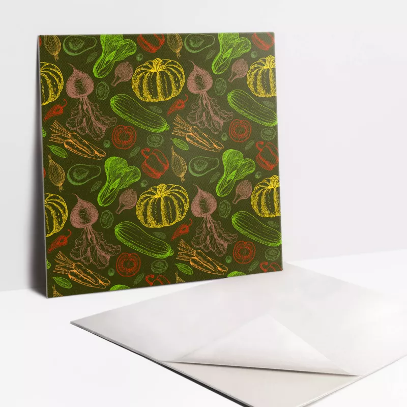 Kafelki samoprzylepne Tulup 30×30 cm Kolorowe warzywa rysunkowe 9 szt.