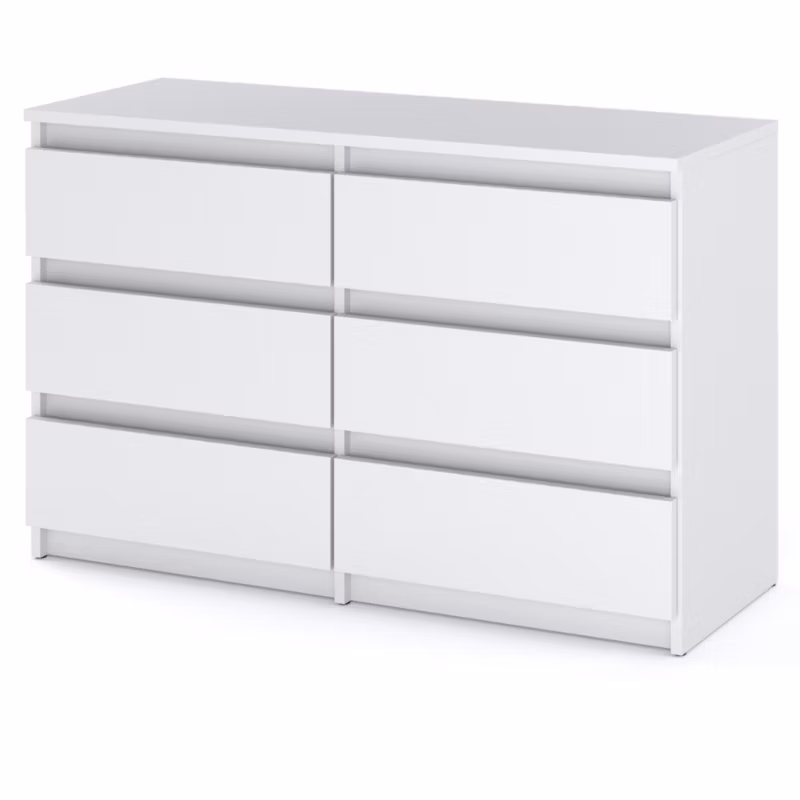 Komoda Hurtownia-Mebli Szuflady 6 Hugo Średnia 100cm Biały Mat Biały Mat 100×33.5×71.5 cm 1szt.
