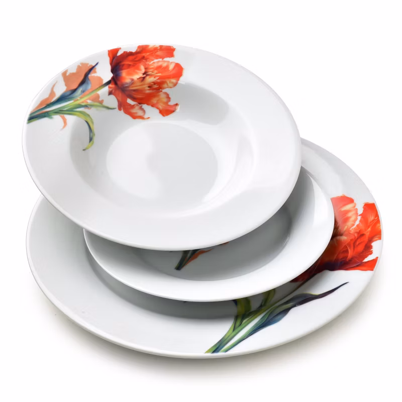 Komplet obiadowy porcelanowy MONDEX Lea Tulip 27cm czerwony 1 kpl.