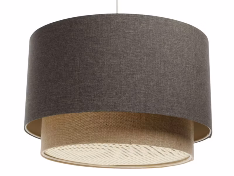 Lampa Bps Koncept wisząca ERUTAN DOUBLE RATTAN 40 szara/beżowa 1 szt