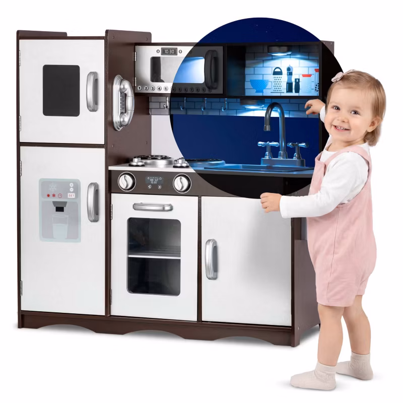 Kuchnia drewniana do zabawy RicoKids RC-833 duża światło LED + tablica 1 szt.
