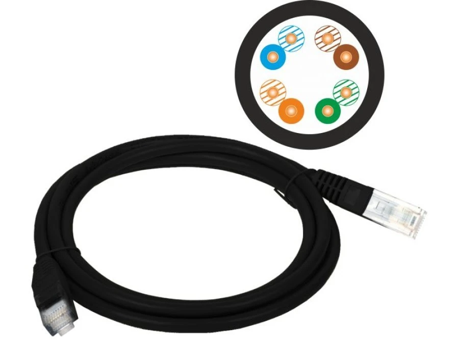 Patch‑cord U/UTP kat.5e PVC 5.0m czarny KKU5CZA5