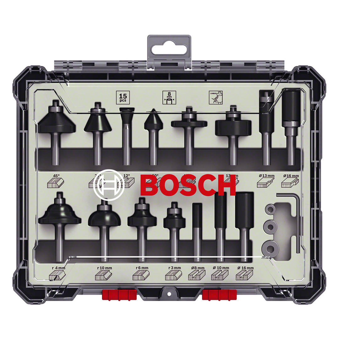 Frezy do drewna Bosch 2607017472 – zestaw 15 szt.