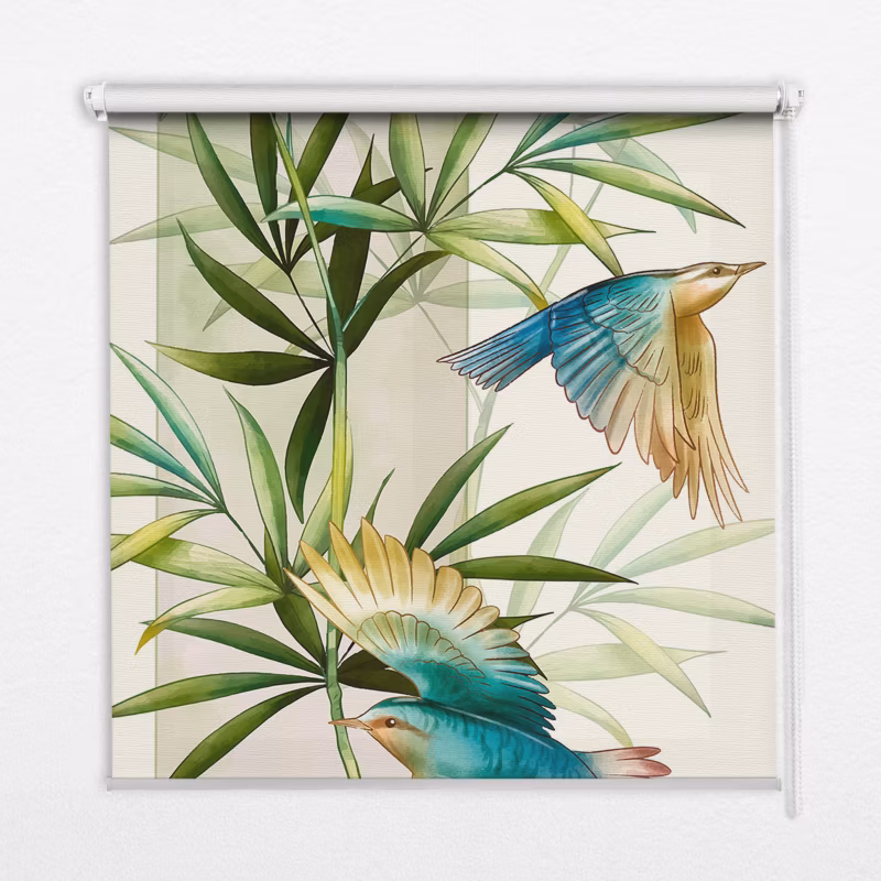 Roleta Do Okien Tulup 150×180 cm Ptaki W Liściach Montaż do ściany/sufitu 1 szt.