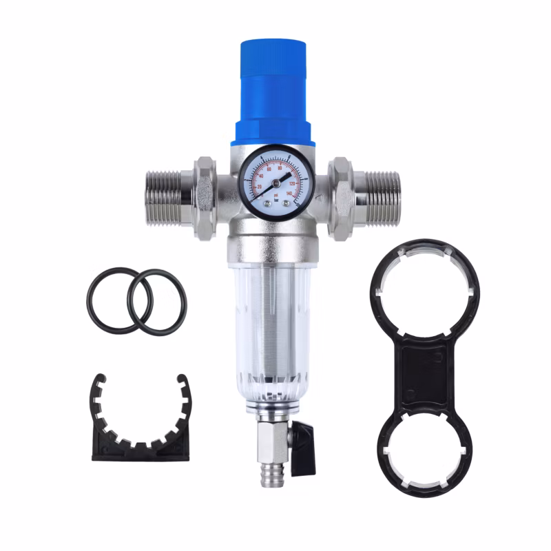 Kompletny filtr osadnikowy, z manometrem i regulatorem ciśnienia 3/4”, 1”