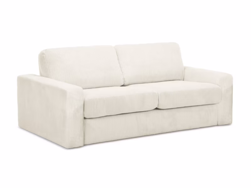 Kanapa 3-osobowa z funkcją spania LaMiaSofa COMO z tkaniny sztruksowej 195×100 cm jasny beż 1 szt.