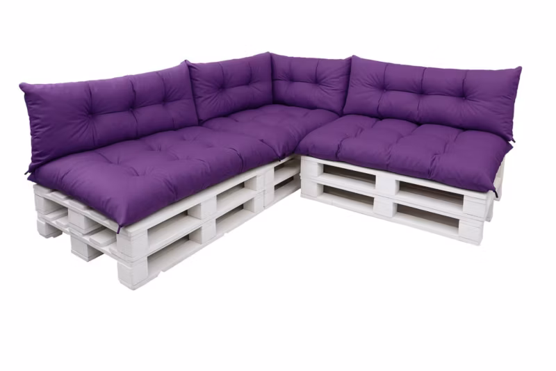 Komplet 7sztuk poduszek ogrodowych na palety Setagrden 3x120x60cm /3x120x40cm+60x40cm,fioletowe dwustronne poduszki ogrdowe, 1szt