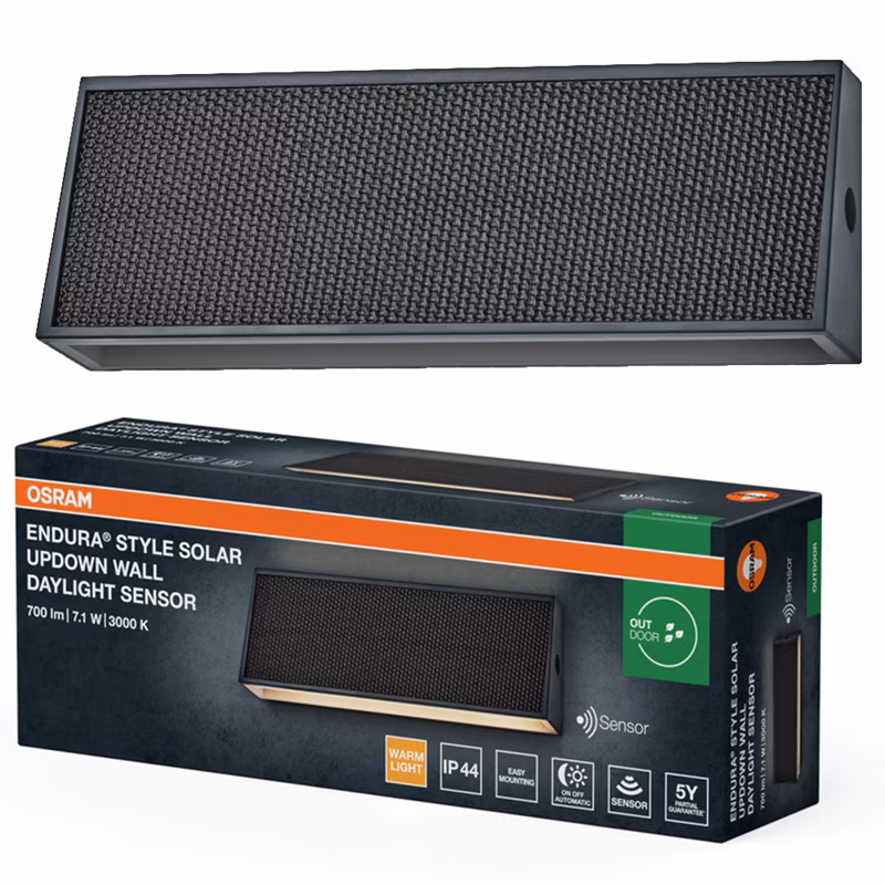 Kinkiet Ogrodowy Endura Osram Lampa LED z Czujnikiem Zmierzchu 7.1W 410lm 3000K Ściemnialna Szary IP44 1 szt.